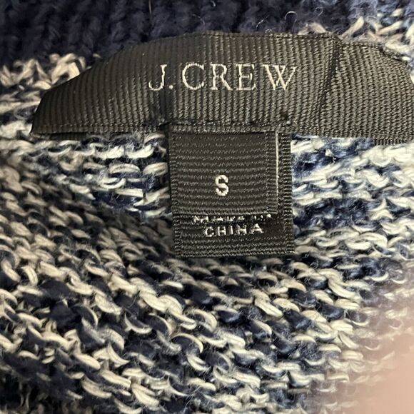 J. Crew Sweater Womens Small Navy Blue Peark Marled Varsity Cardigan Pockets - Picture 6 of 10